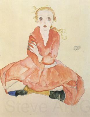 Egon Schiele Seated Girl Facing Front (mk12) Spain oil painting art